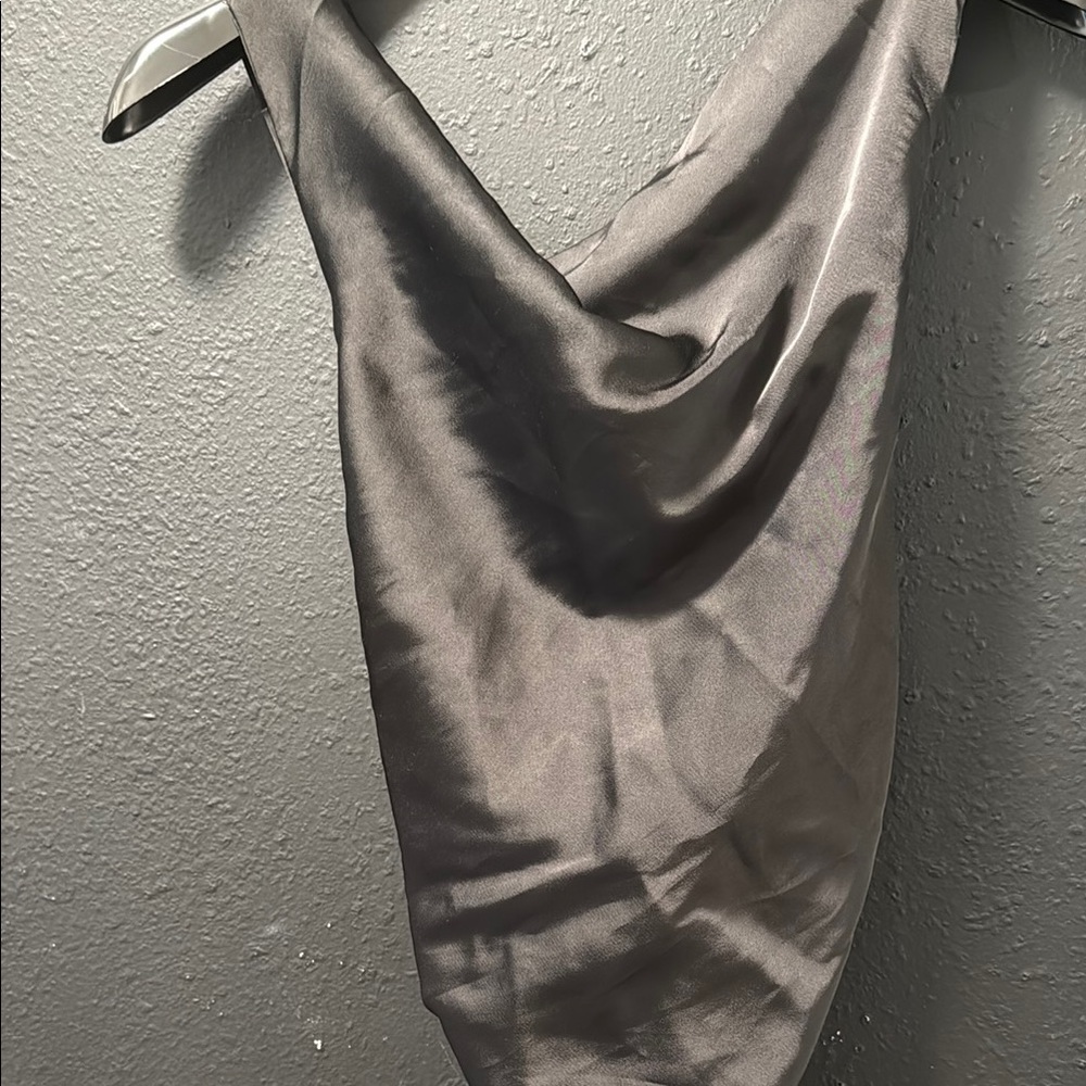 Lulu’s Effortlessly Sensational Black Satin Backless Maxi Dress Medium - Picture 4 of 9
